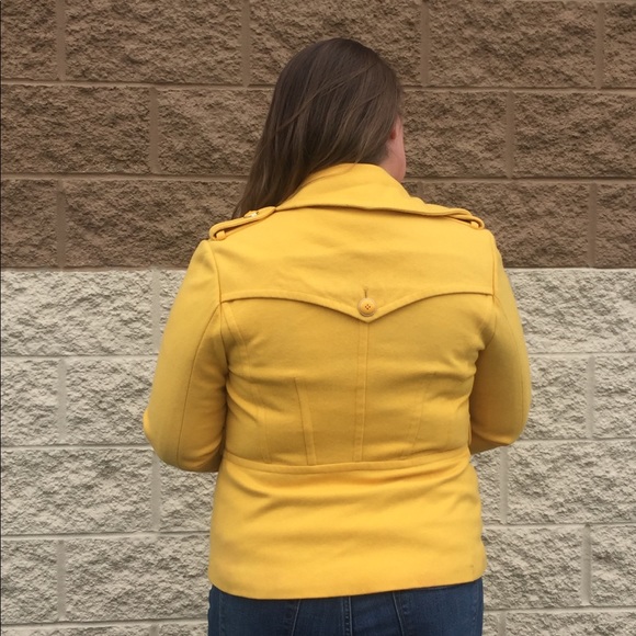 Yellow Enlightened Outerwear/Green Envy Peacoat WOOL Blend - Picture 6 of 8